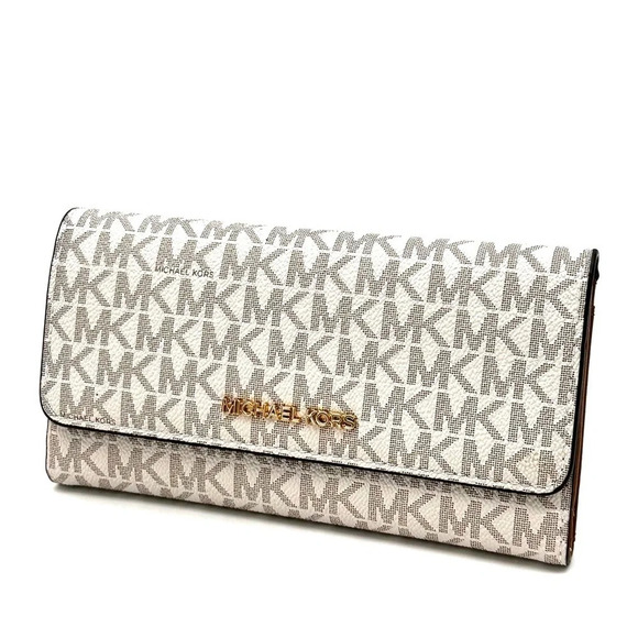 Michael Kors Large trifold Wallet Vanilla/Brown - Picture 1 of 7